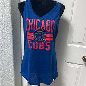 Majestic Royal Blue Chicago Cubs Tank with Red Accent Logo